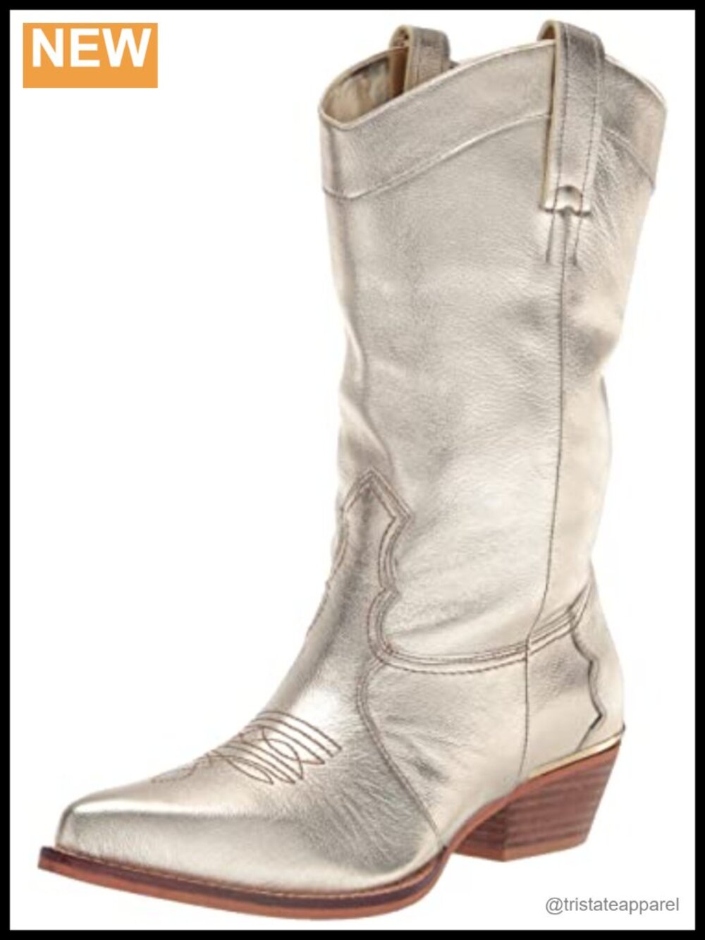 DKNY Laila Metallic Cowboy Boot Ankle Boot in Leather